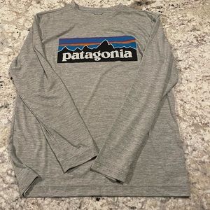 Boys gray Patagonia dri fit long sleeve